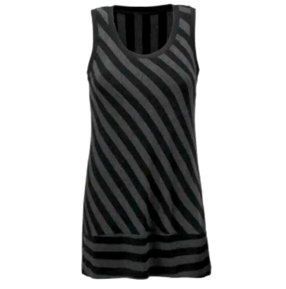 CAbi #3630 Aligned Striped Tank Tunic Top Womens Medium Gray Black Stretch M